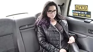 English taxi MILF having a taste of her busty passenger