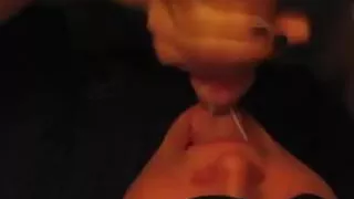 Cum on the tongue and swallow with amazing deep throat