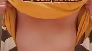 Busty Babe Flashing Her Boobs At Home 29