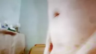 Hung shemale strokes huge fat cock