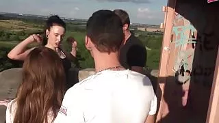 GERMAN OUTDOOR GROUPSEX foursome with 2 young teens