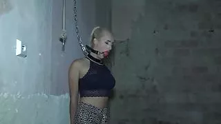 Gagged euro restrained and stripped down