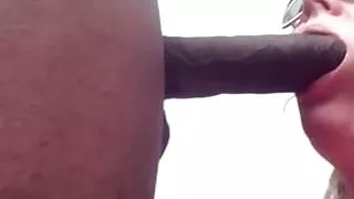 Slut sucks very long bbc blowjob