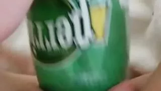 Fucking my pussy with a perrier bottle