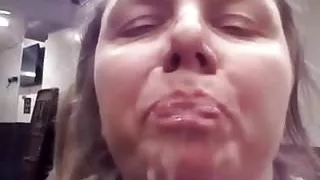 Long haired slut. Sucks. Bbc. And gets. Cum in her mouth