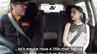 Fake Driving School Rough back seat fuck for petite learner