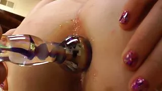 Chubby beauty dildo fucked in closeup