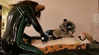 rubber kitties vibrating a fluffy kitty