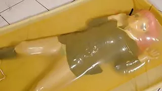 kigurumi vibrating in vacuum bed