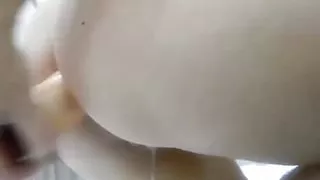 anal dildoing with pussy juice dripping