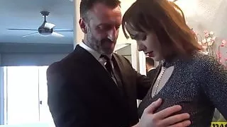 Fancy English whore rammed in pussy and mouth