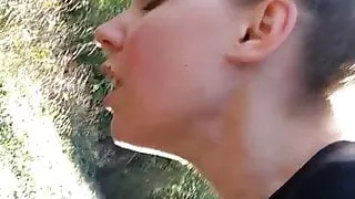 Amateur slut gets fucked outside