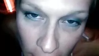 Hot blonde wife taking facial