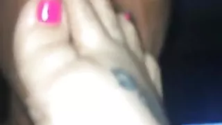 Black lover sucks and licks white milf toes and feet