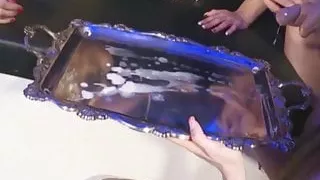 Queen eats cum of a silver plate