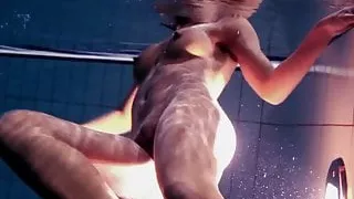 Zlata Oduvanchik swims in a pink top and undresses