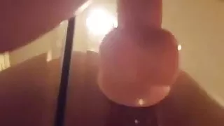 Dildo fucking against the mirror