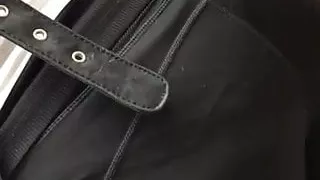 Slut german Woman in Shiny black opaque tights