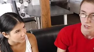 HUNT4K. Nerdy cuckold watches girlfriend fucked by muscular