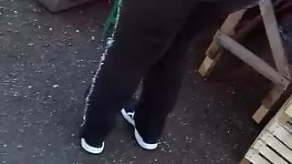 fat woman with her husband in the market