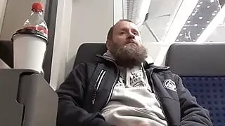 bearded bear cum in train