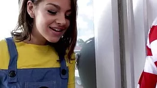 Naughty teen tricked then treated with a hard pounding