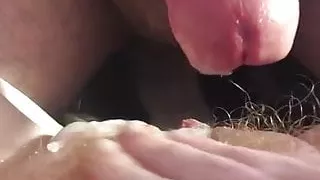 Making tintinboy cum on my hairy pussy
