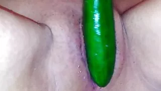 Multiple squirting with a cucumber