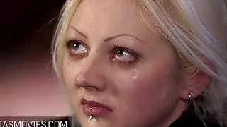 Blindfolded slaves tits clamped