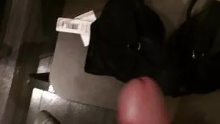 Shooting my cum on a bra in store change room