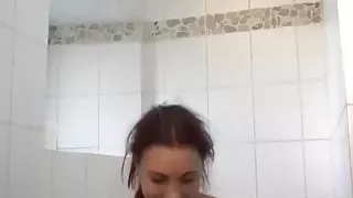 Young slut pisses and farts for an old perv as she blows him