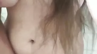 Wife playing with her hairy pussy in the shower