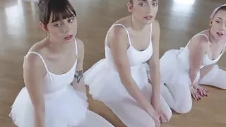 Teen ballerinas helped stretch by a big uncut dick