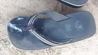 ( vid 3 )wearing cumed sandals