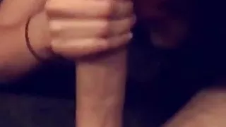 Rich girl sucks the long cock POV