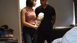 Stunning teen cutie deepthroats a thick cock relentlessly
