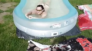 bbw wife playing in pool