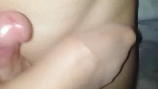 Footjob my wife's stokings