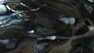 Crossdresser cums on pvc thigh high boots