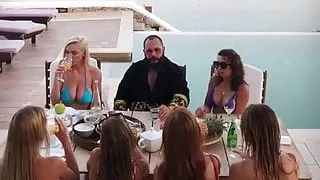 Babes outside in string bikinis