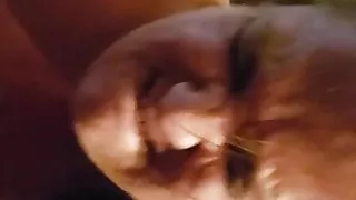 White whore sucks black dick