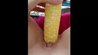 amateur girl masturbating with corn