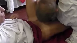 Smooth twink accepts cock in asshole from gay monk lover