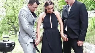 Eveline Dellai sucks and fucks two dicks at her bbq