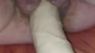 BBW wife fucks dildo
