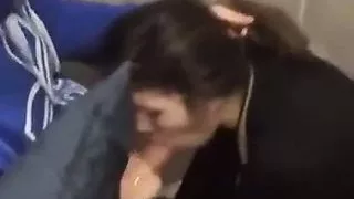 Girl sucking cock in a public bath