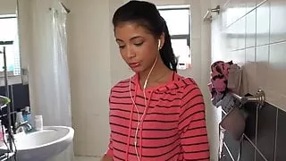 Maid cleans naked for extra money.