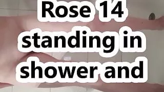 Rose 14 stands in shower and pees for Heinz