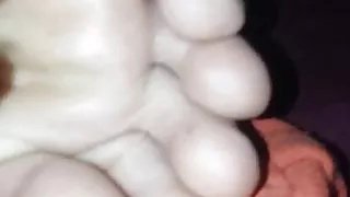 Cumming on her dirty dreamin feet