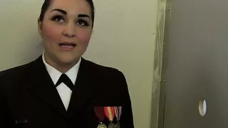 Navy Girl Morena Gets Double Facial At Gloryhole